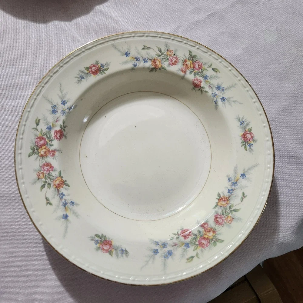 Vintage Homer Laughlin Brooksville Floral Serving Bowls & Saucers 15 Pc Lot USA